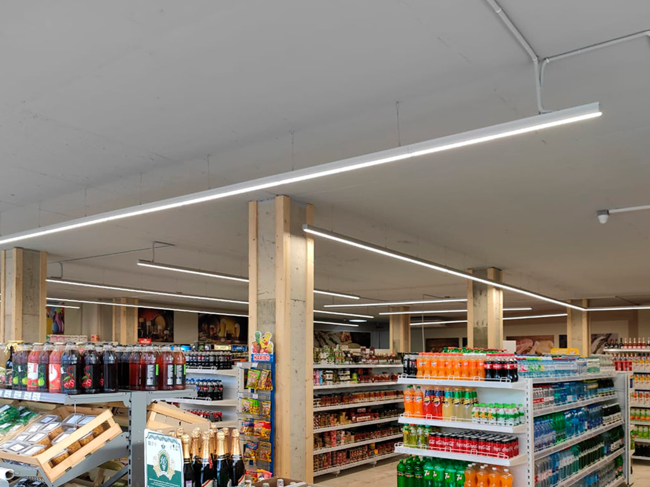 Реализованный проект освещения продуктового магазина